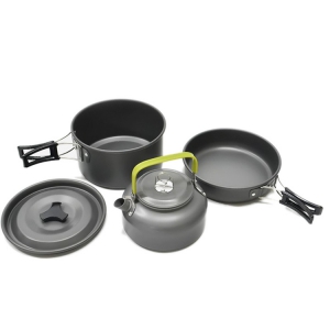 camping cookware set with kettle